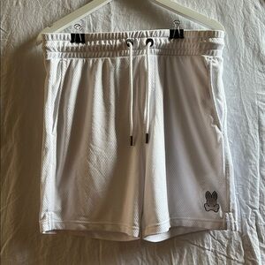 Psycho Bunny White Athletic Shorts Lightweight Performance